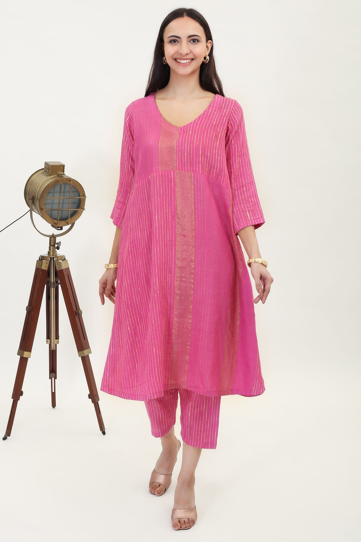 Buy Simply Kitsch Pink Kurta Set for Women online available at ScrollnShops